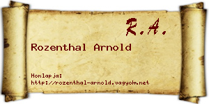 Rozenthal Arnold névjegykártya